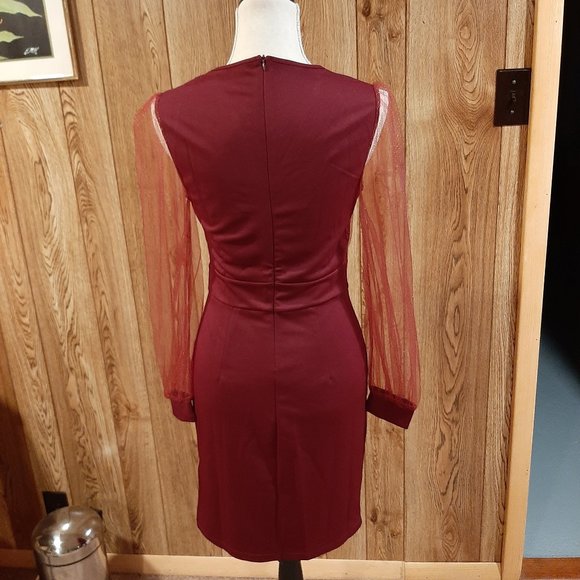 NWT Jasambac/Elensa Maroon Sparkly Evening Dress (Small) - Picture 6 of 11